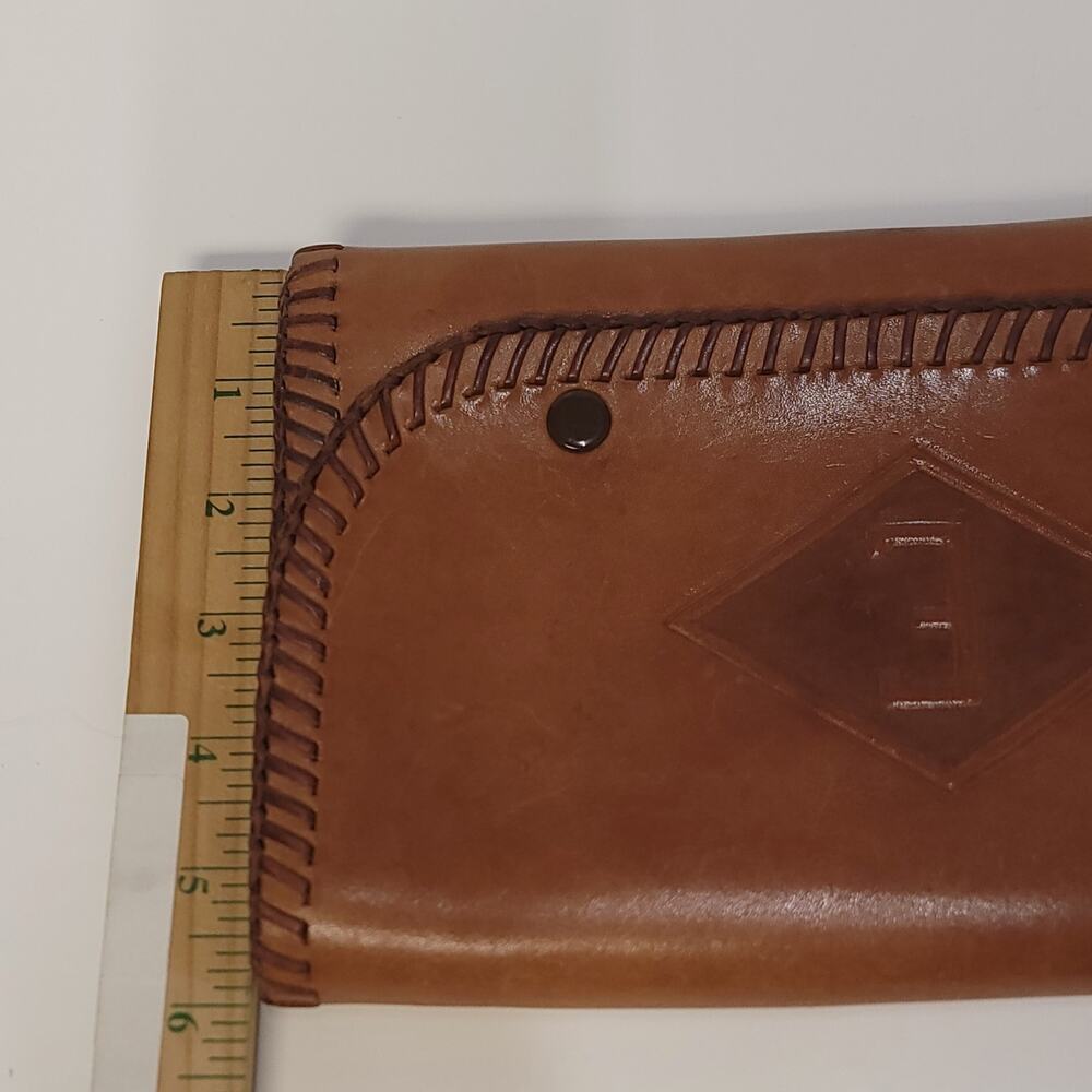 Leather Bag Case Pouch Book Holder Small Pencilcase Artist Brown Embossed Bible - Picture 11 of 11